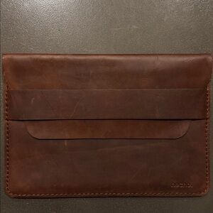 REAL LEATHER hecho. Fernando Handmade Artisan Sleeve Case Insert Bag Brown Cover